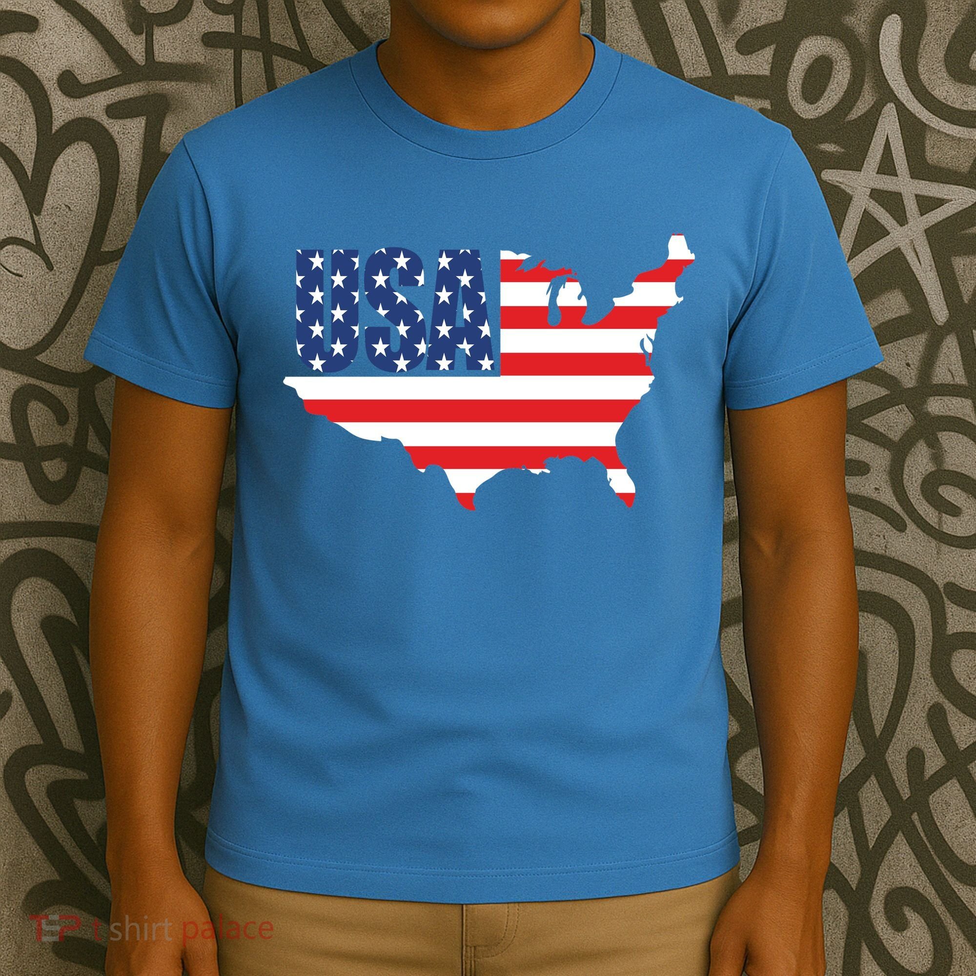 USA American US Flag Map Patriotic T-Shirt