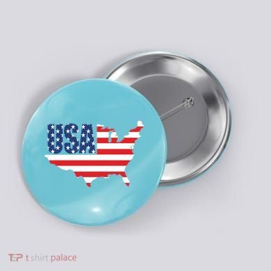 USA American US Flag Map Patriotic Button