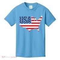 USA American US Flag Map Patriotic Kids T-Shirt thumb 0