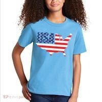 USA American US Flag Map Patriotic Kids T-Shirt thumb 2
