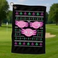 Ultimate Axolotl Ugly Christmas Golf Towel thumb 1