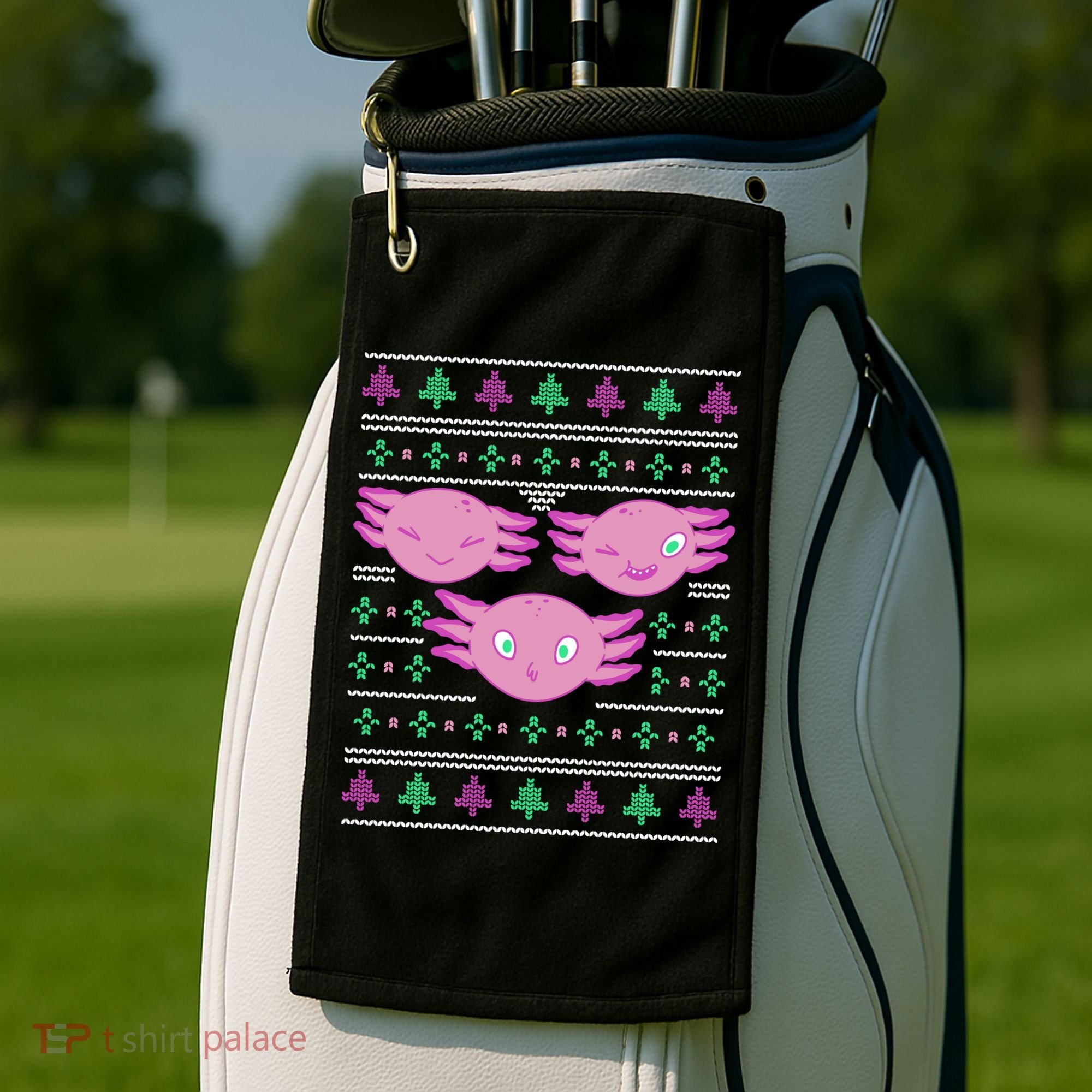 Ultimate Axolotl Ugly Christmas Golf Towel
