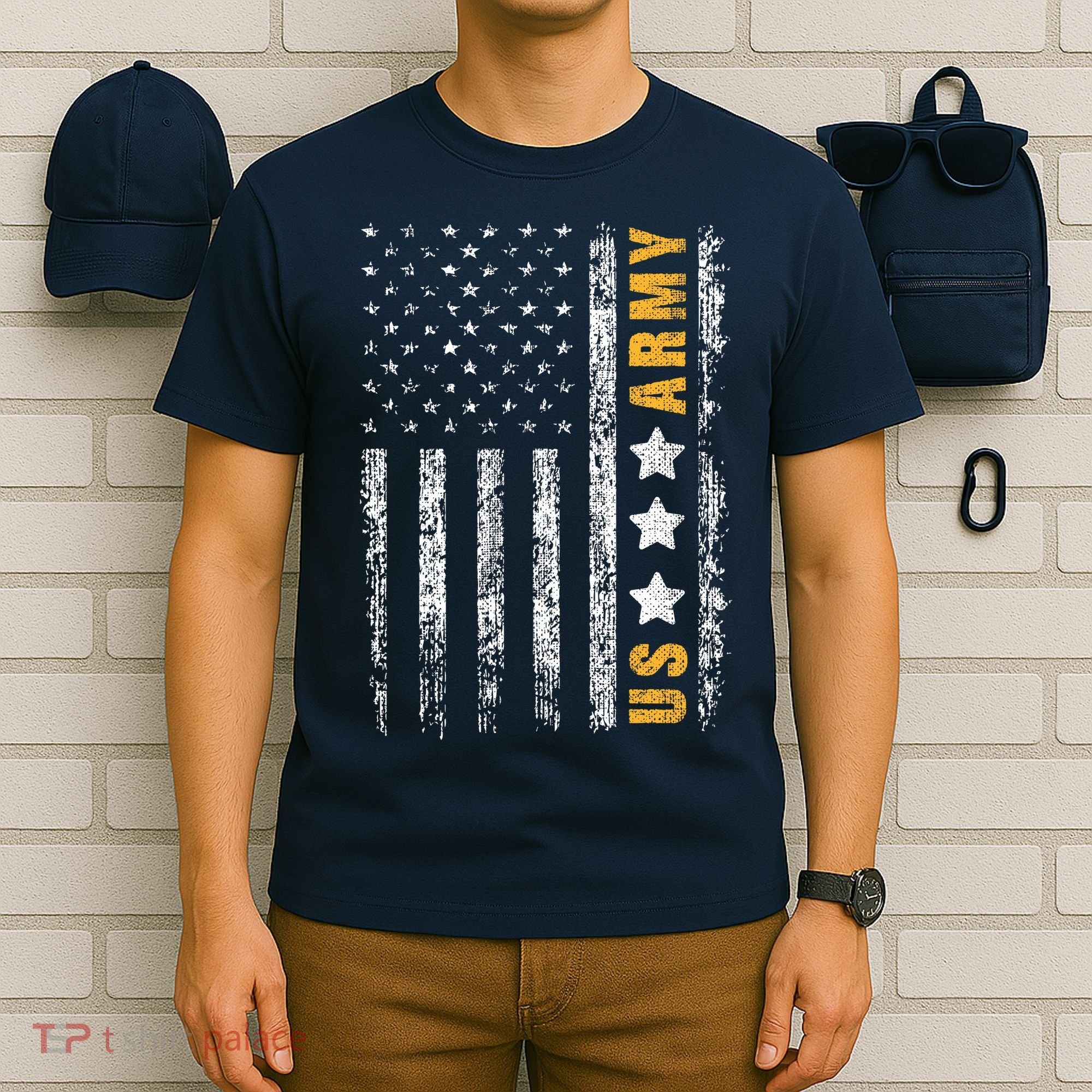 US Army Usa Grunge Flag Army T-Shirt