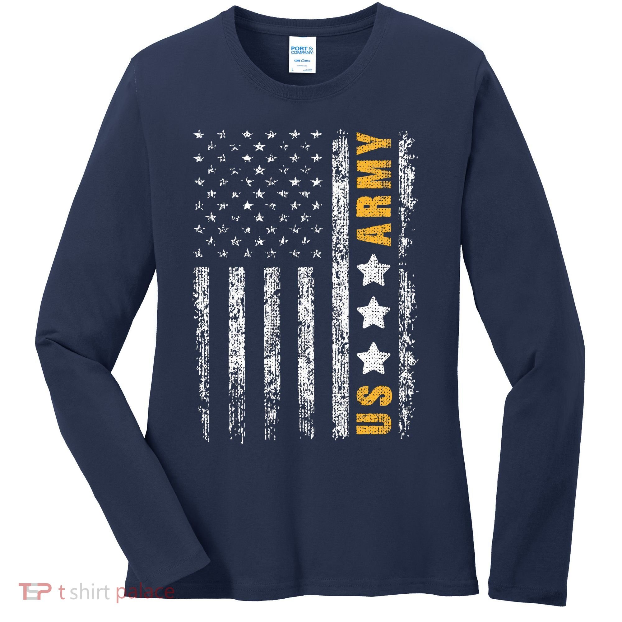 US Army Usa Grunge Flag Army Women's Long Sleeve Shirt