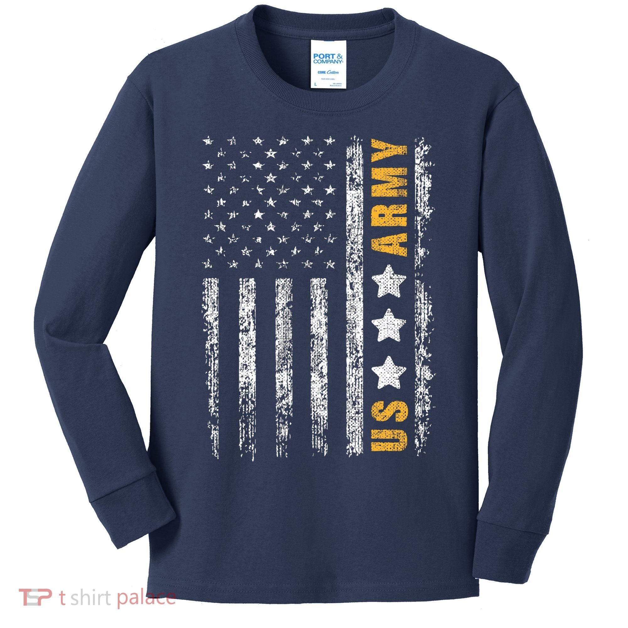 US Army Usa Grunge Flag Army Kids Long Sleeve Shirt