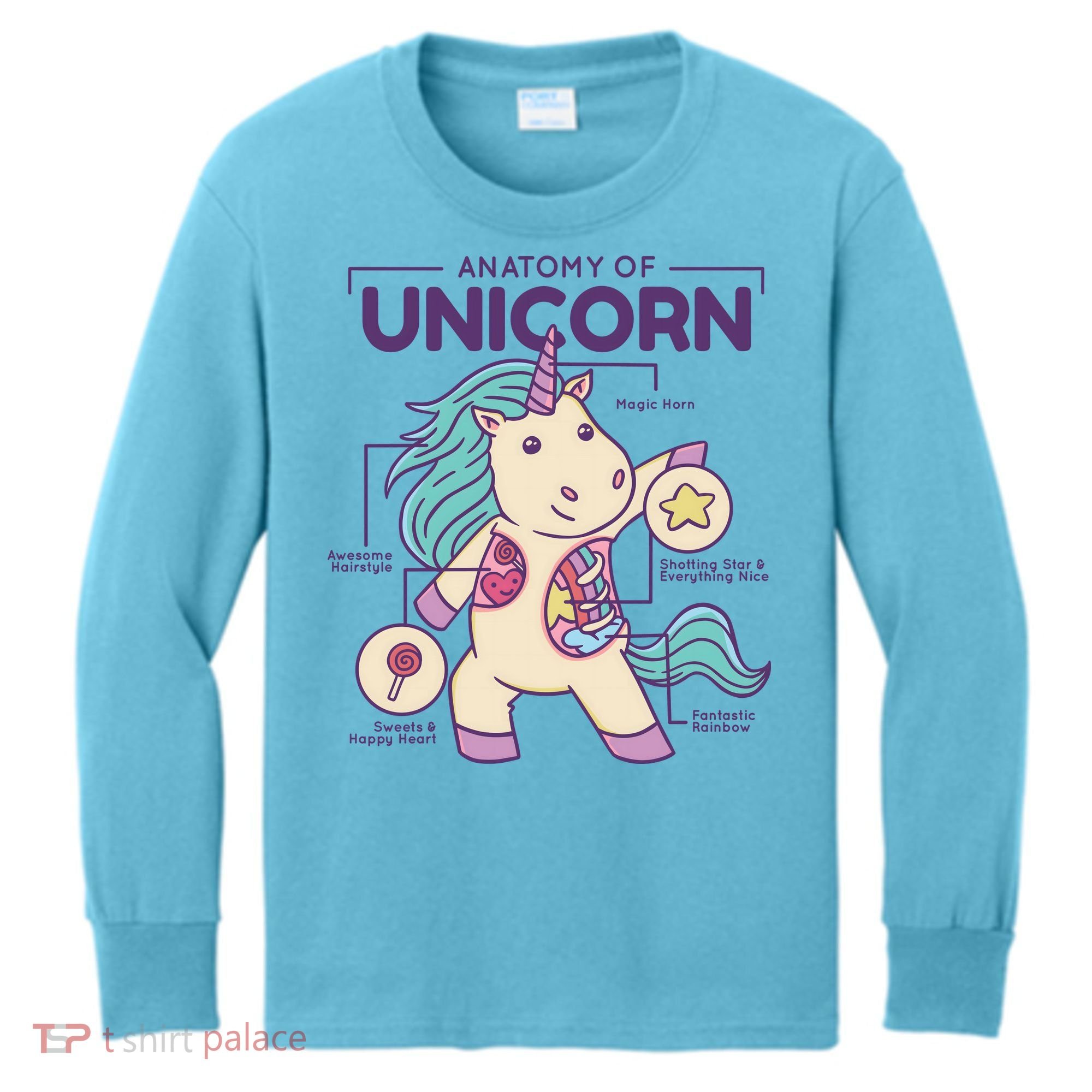 Unicorn Anatomy Kids Long Sleeve Shirt