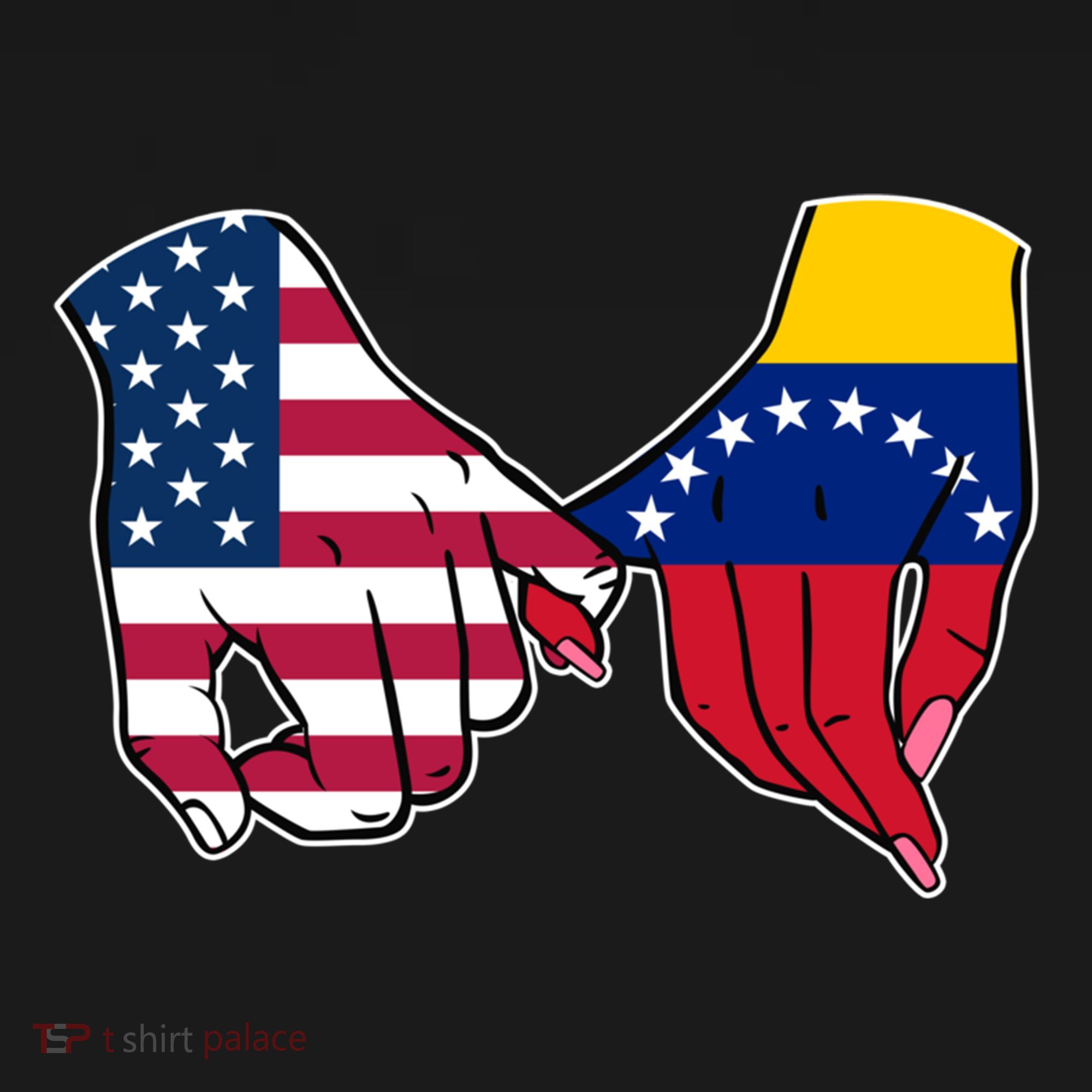 Usa And Venezuela Flags Hands Together Cute Gift Bucket Hat