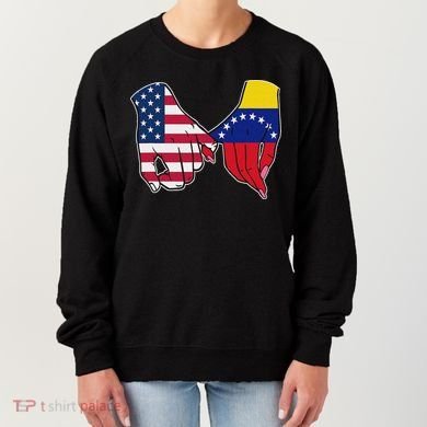 Usa And Venezuela Flags Hands Together Women's Sweatshirt