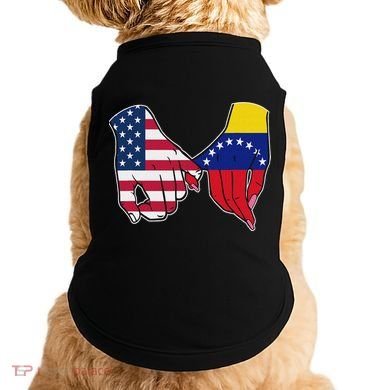 Usa And Venezuela Flags Hands Together Doggie Tank