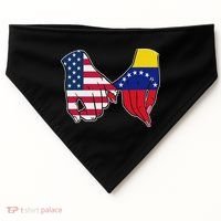 Usa And Venezuela Flags Hands Together USA-Made Doggie Bandana thumb 0