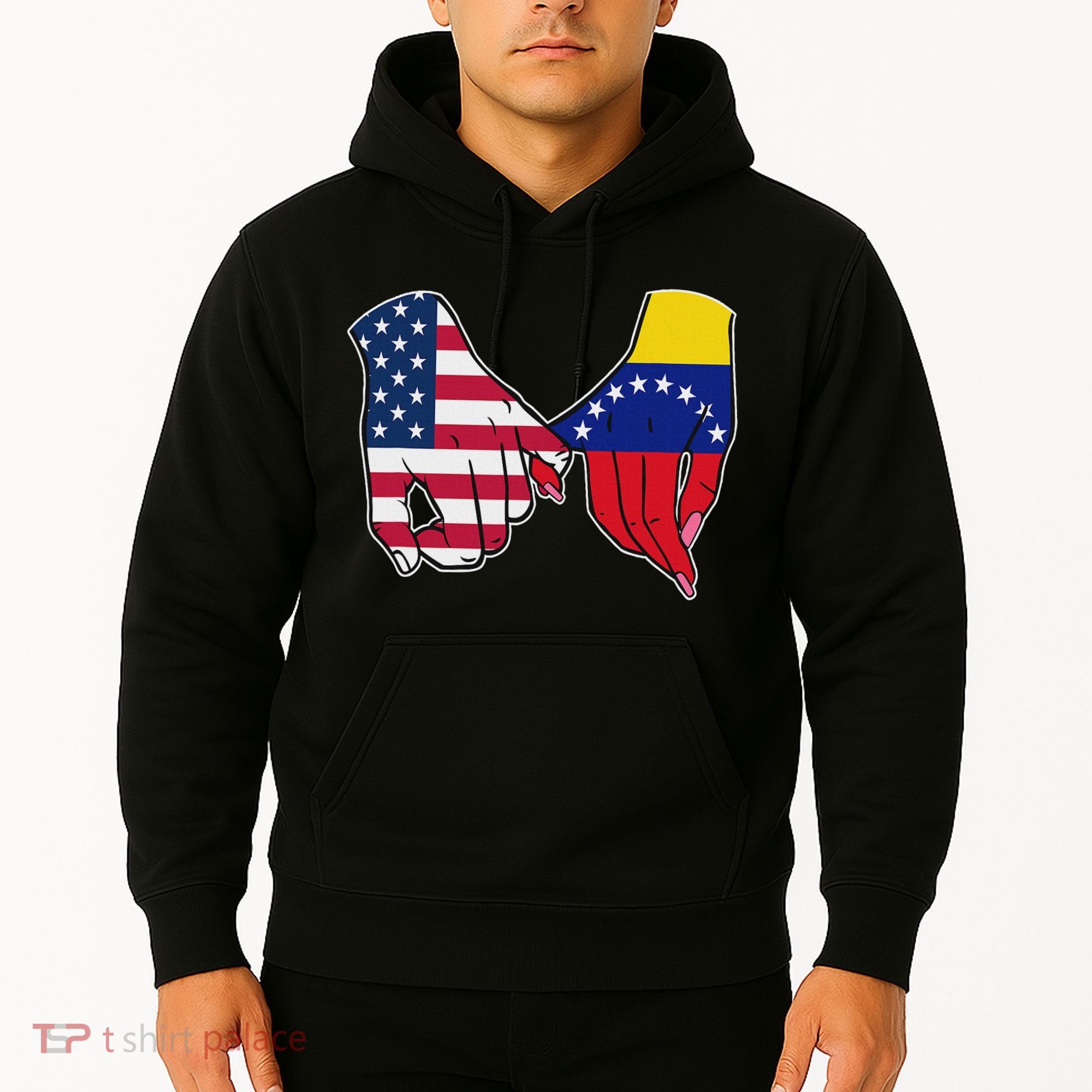 Usa And Venezuela Flags Hands Together Hoodie