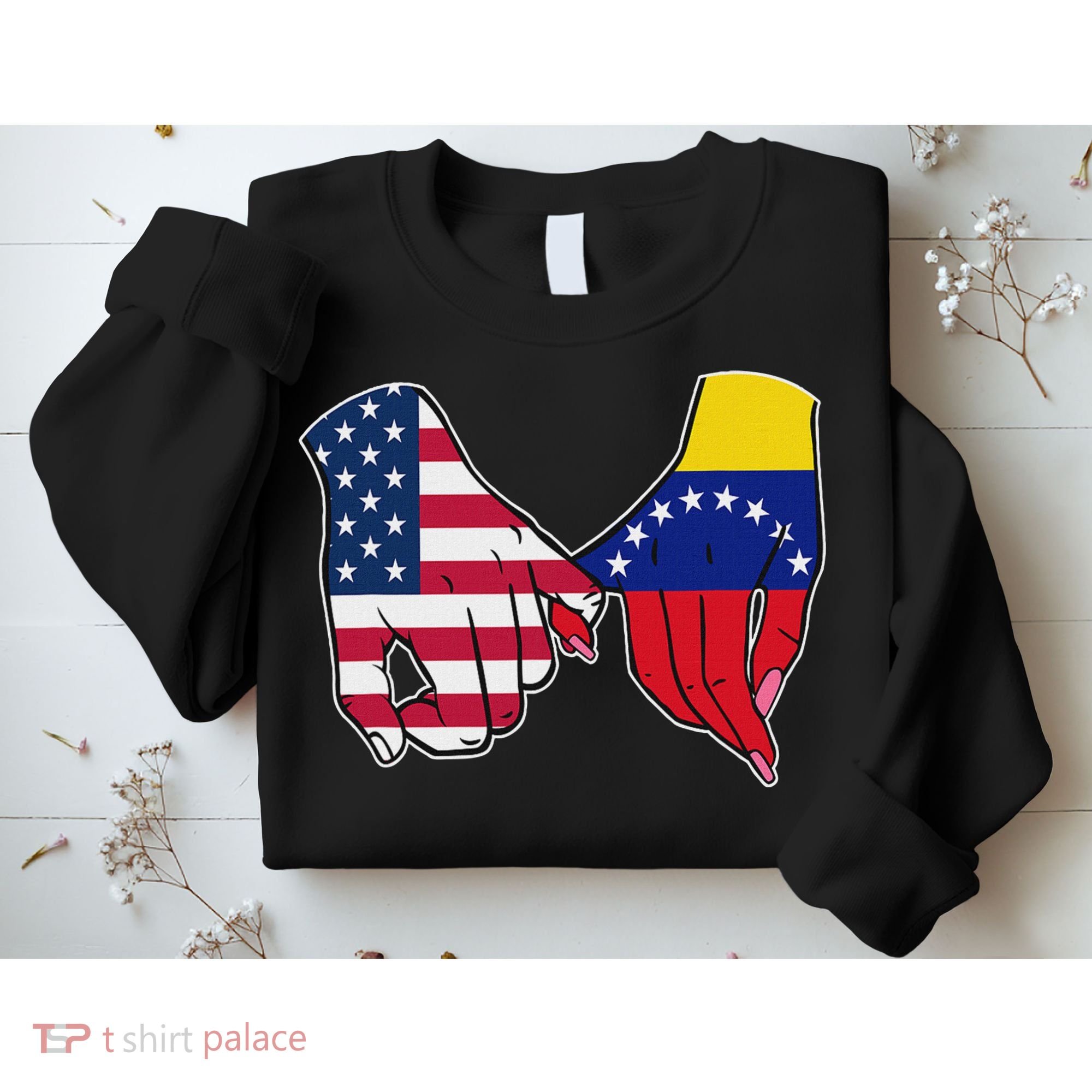 Usa And Venezuela Flags Hands Together Sweatshirt