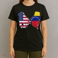 Usa And Venezuela Flags Hands Together T-Shirt thumb 4