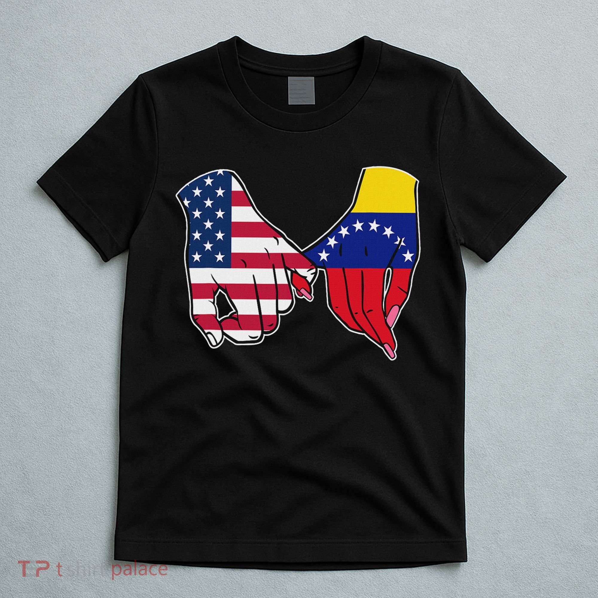 Usa And Venezuela Flags Hands Together T-Shirt