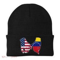 Usa And Venezuela Flags Hands Together Beanie thumb 0