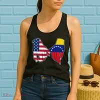 Usa And Venezuela Flags Hands Together Women's Tank Top thumb 2
