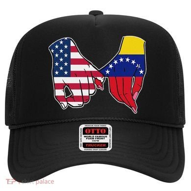 Usa And Venezuela Flags Hands Together Hat