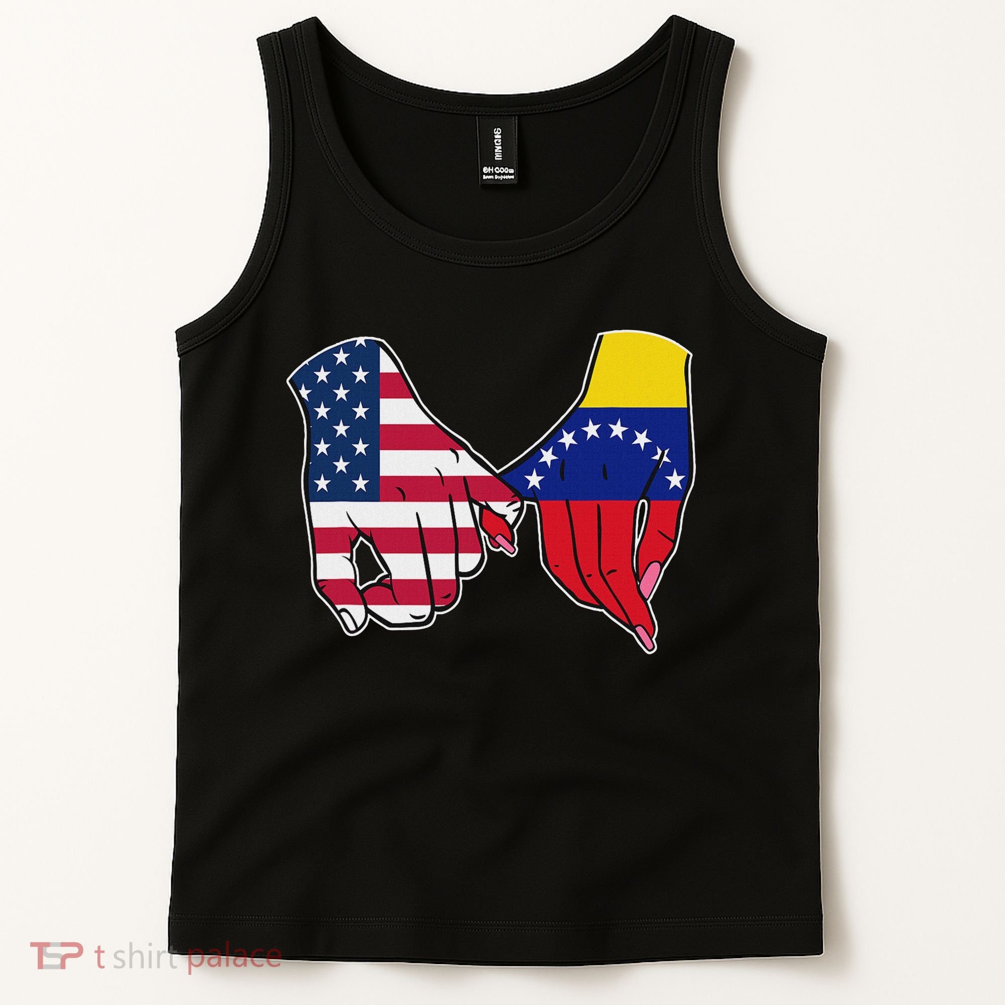 Usa And Venezuela Flags Hands Together Tank Top