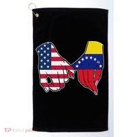 Usa And Venezuela Flags Hands Together Golf Towel thumb 0