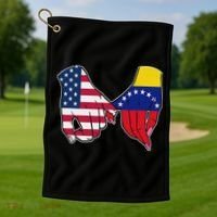 Usa And Venezuela Flags Hands Together Golf Towel thumb 1