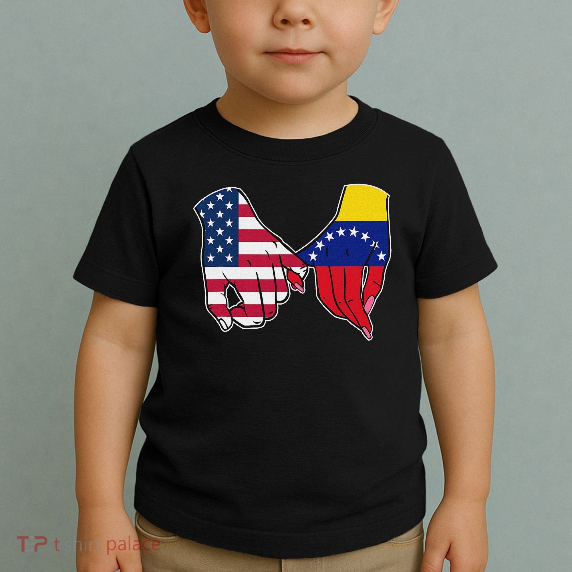 Usa And Venezuela Flags Hands Together Toddler T-Shirt
