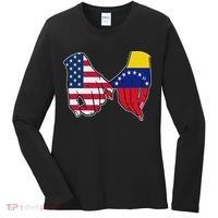 Usa And Venezuela Flags Hands Together Women's Long Sleeve Shirt thumb 0