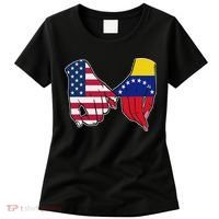 Usa And Venezuela Flags Hands Together Women's T-Shirt thumb 0
