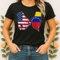Usa And Venezuela Flags Hands Together Women's T-Shirt thumb 2