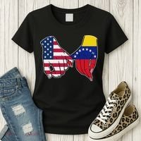 Usa And Venezuela Flags Hands Together Women's T-Shirt thumb 3