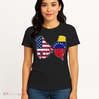 Usa And Venezuela Flags Hands Together Women's T-Shirt thumb 4