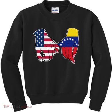 Usa And Venezuela Flags Hands Together Kids Sweatshirt