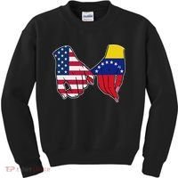 Usa And Venezuela Flags Hands Together Kids Sweatshirt thumb 0