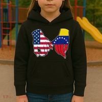 Usa And Venezuela Flags Hands Together Kids Hoodie thumb 3