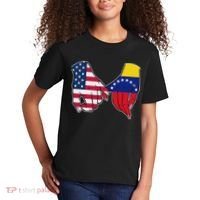 Usa And Venezuela Flags Hands Together Kids T-Shirt thumb 2