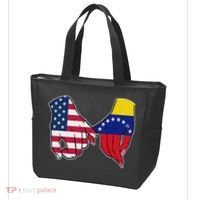 Usa And Venezuela Flags Hands Together Tote Bag thumb 3