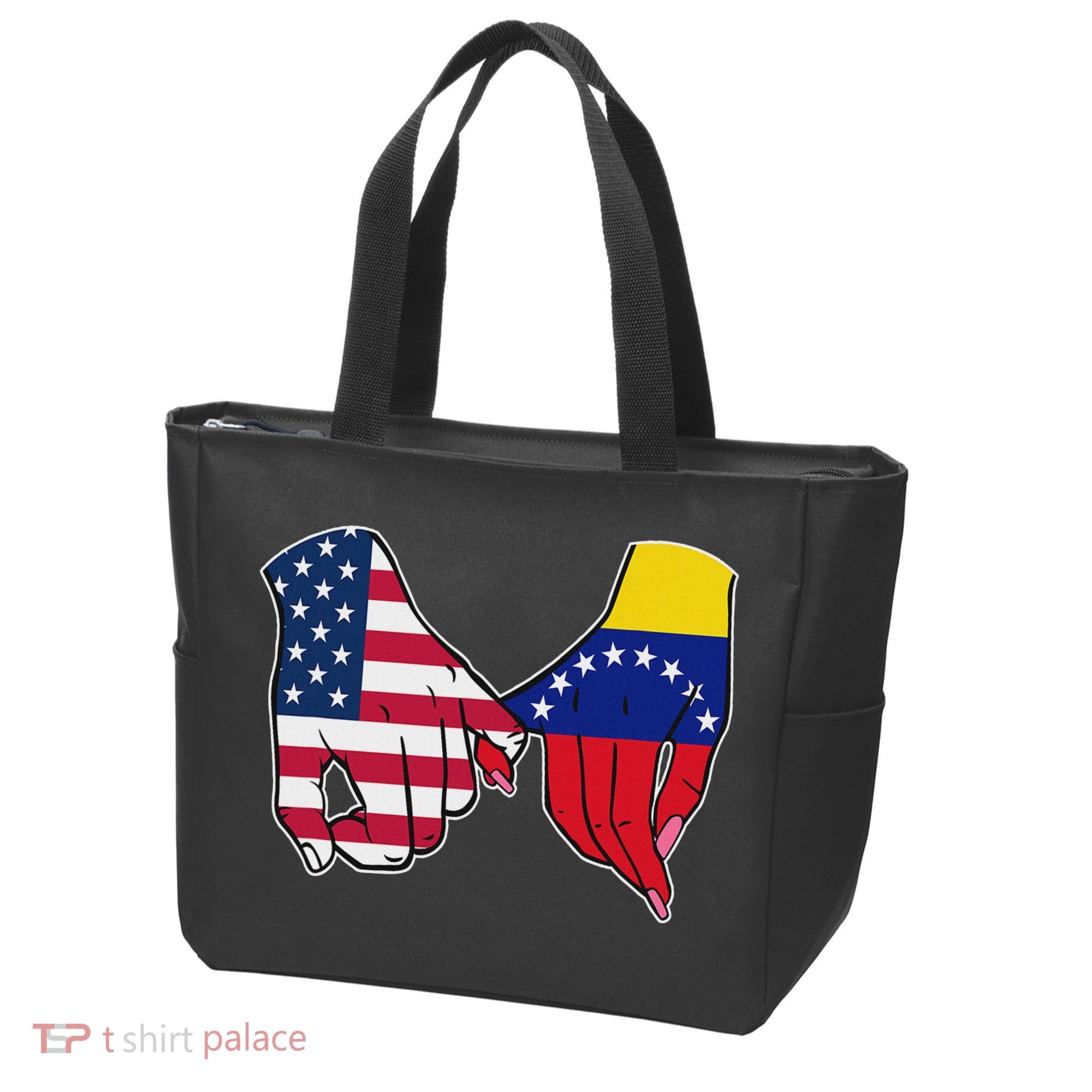 Usa And Venezuela Flags Hands Together Tote Bag