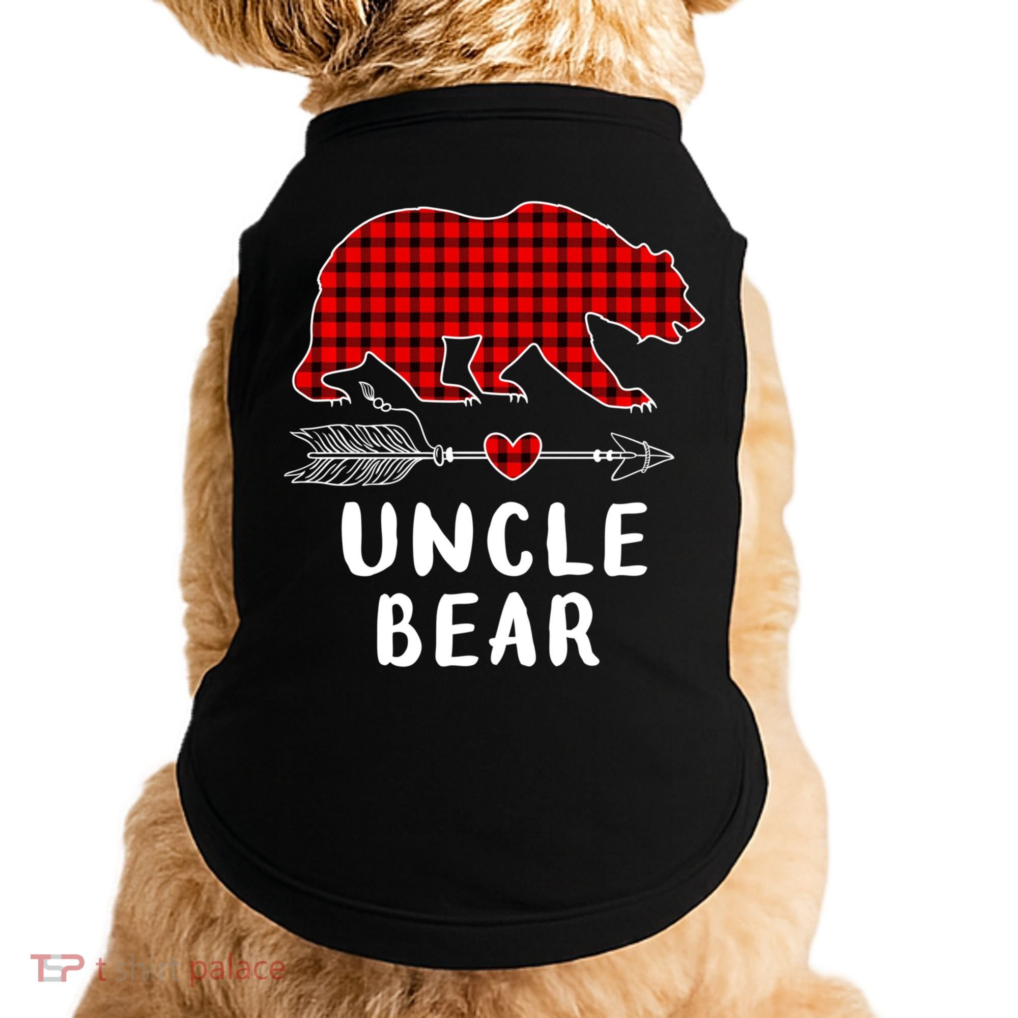 Uncle Bear Christmas Pajama Red Plaid Buffalo Xmas Doggie Tank