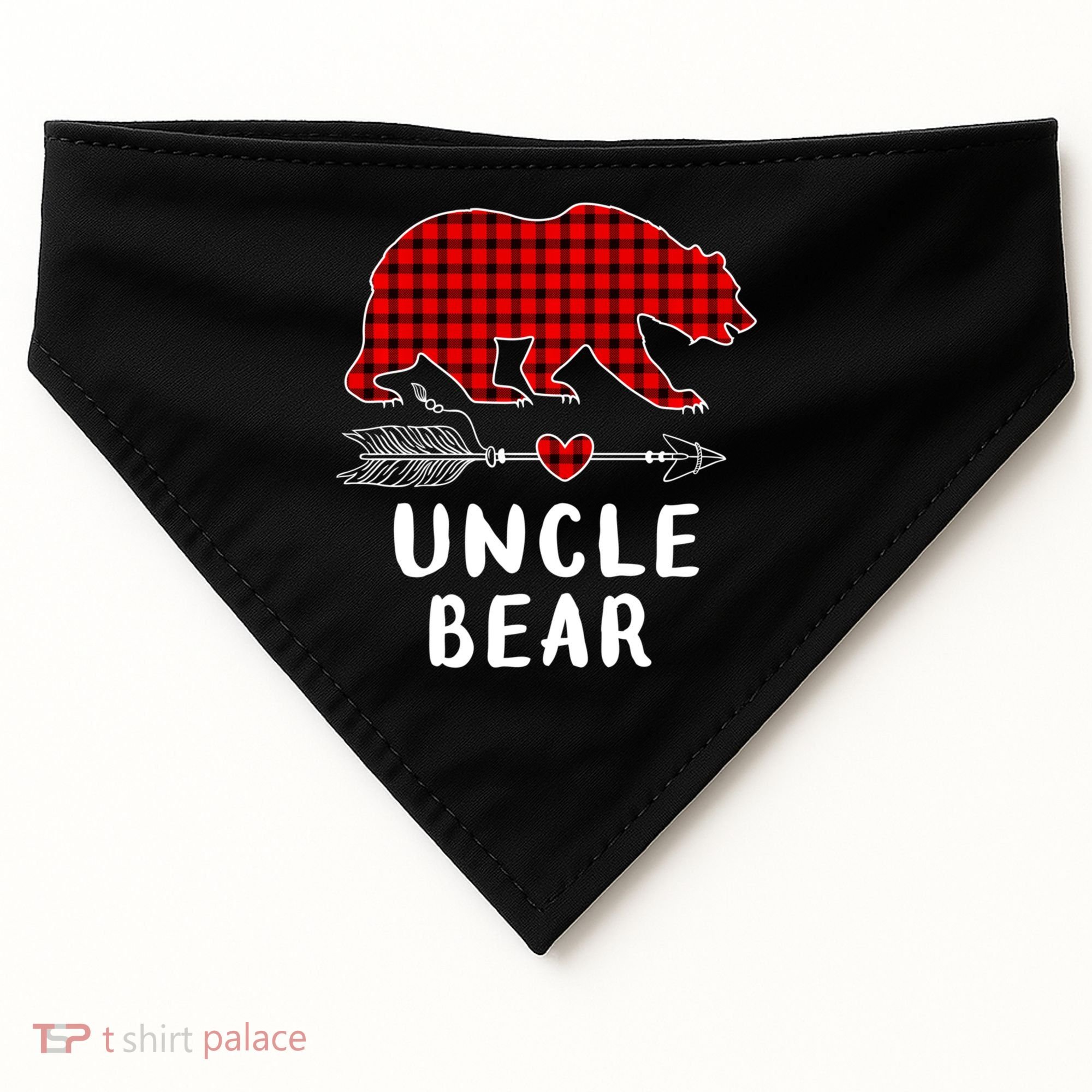 Uncle Bear Christmas Pajama Red Plaid Buffalo Xmas USA-Made Doggie Bandana