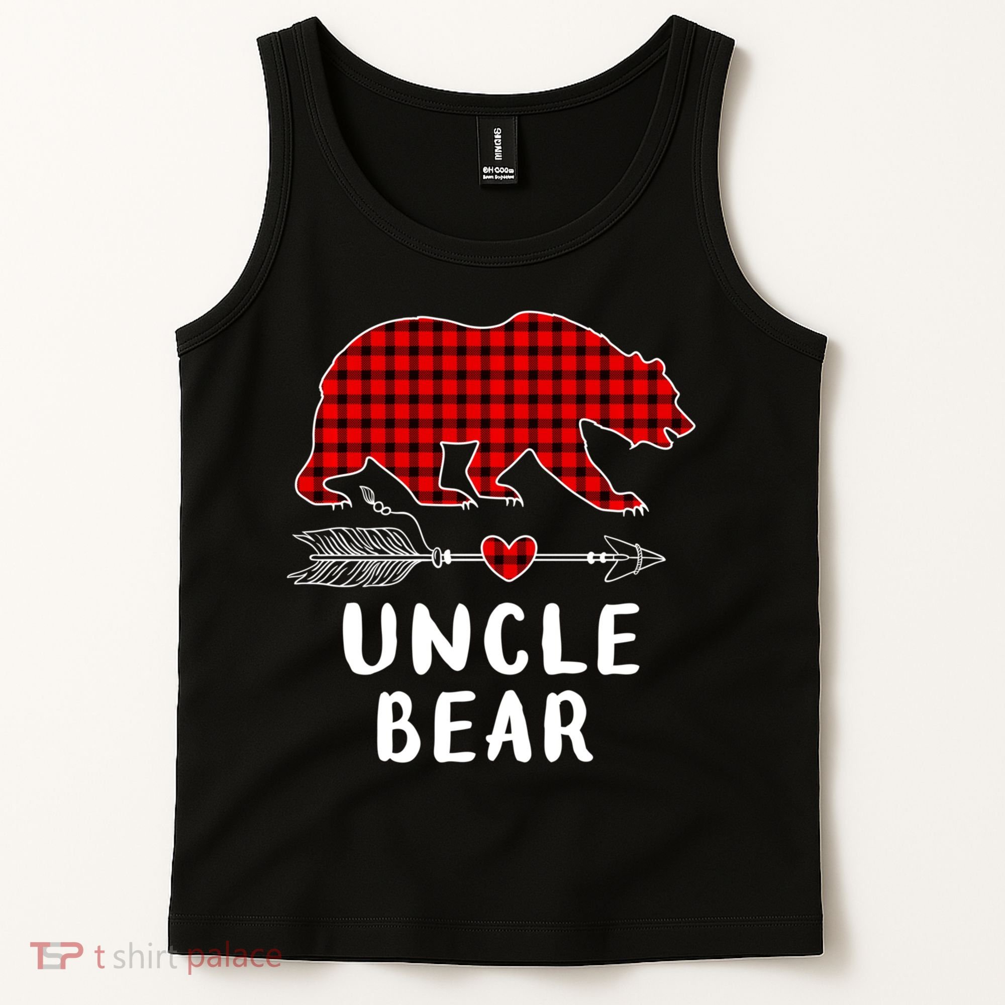 Uncle Bear Christmas Pajama Red Plaid Buffalo Xmas Tank Top
