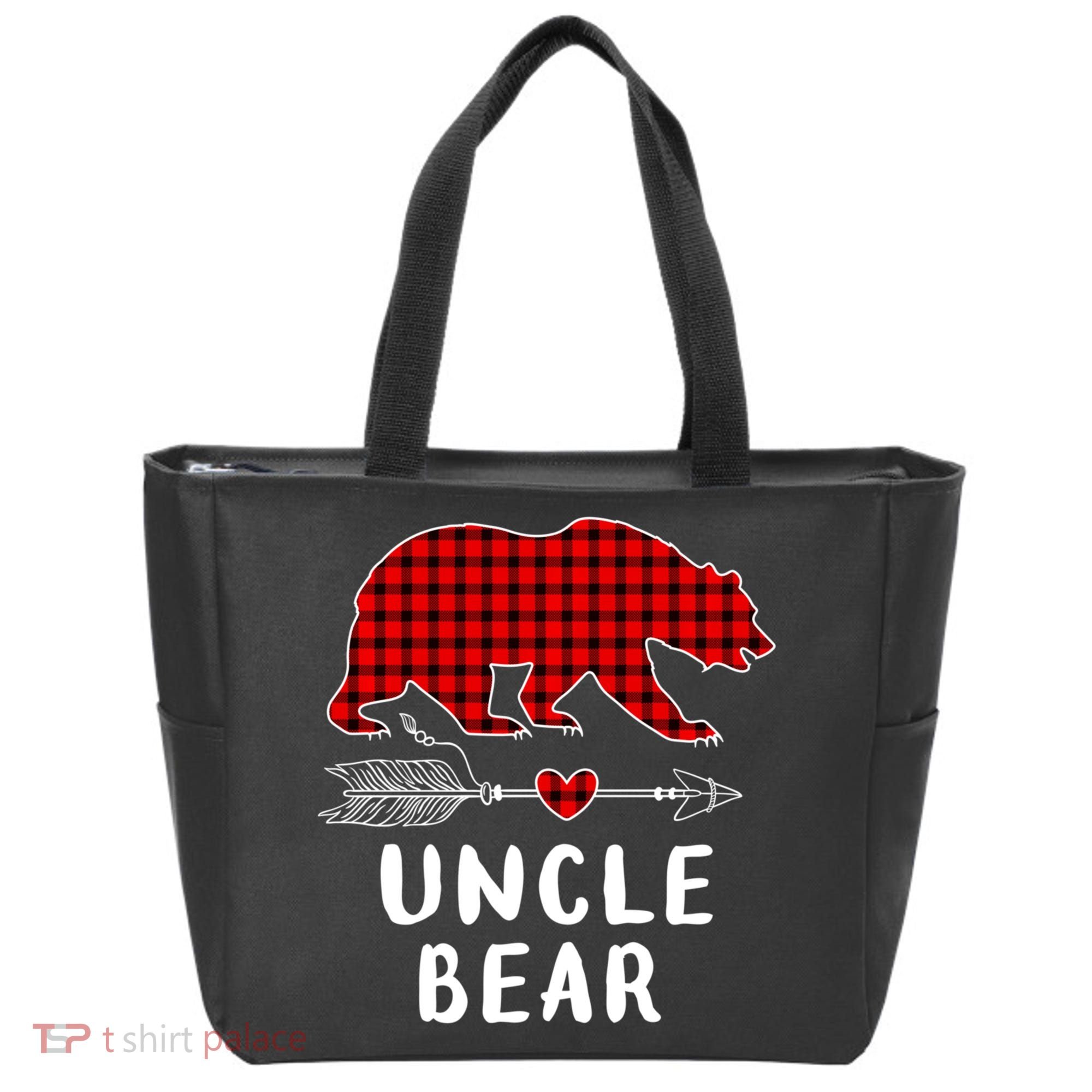 Uncle Bear Christmas Pajama Red Plaid Buffalo Xmas Tote Bag