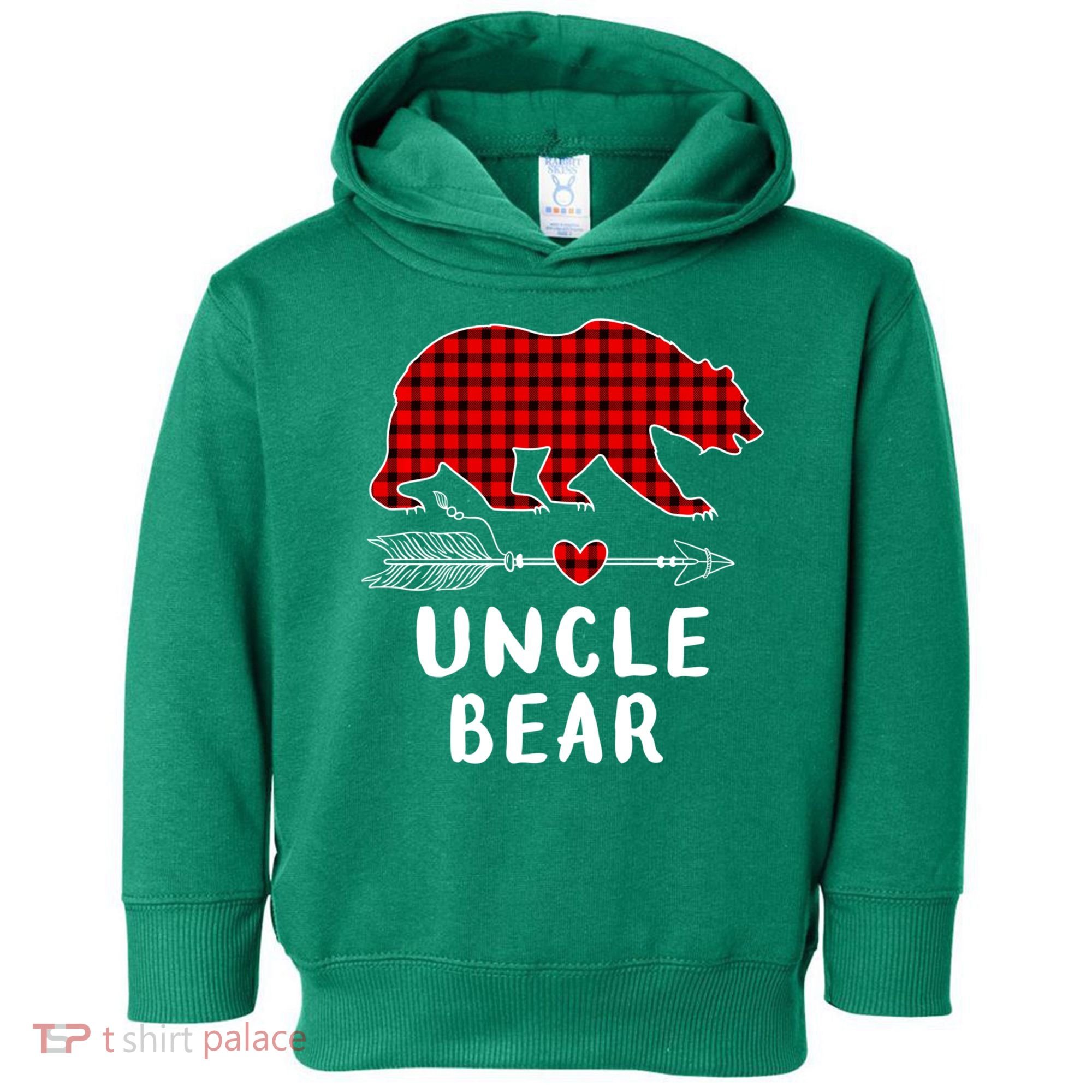 Uncle Bear Christmas Pajama Red Plaid Buffalo Xmas Toddler Hoodie