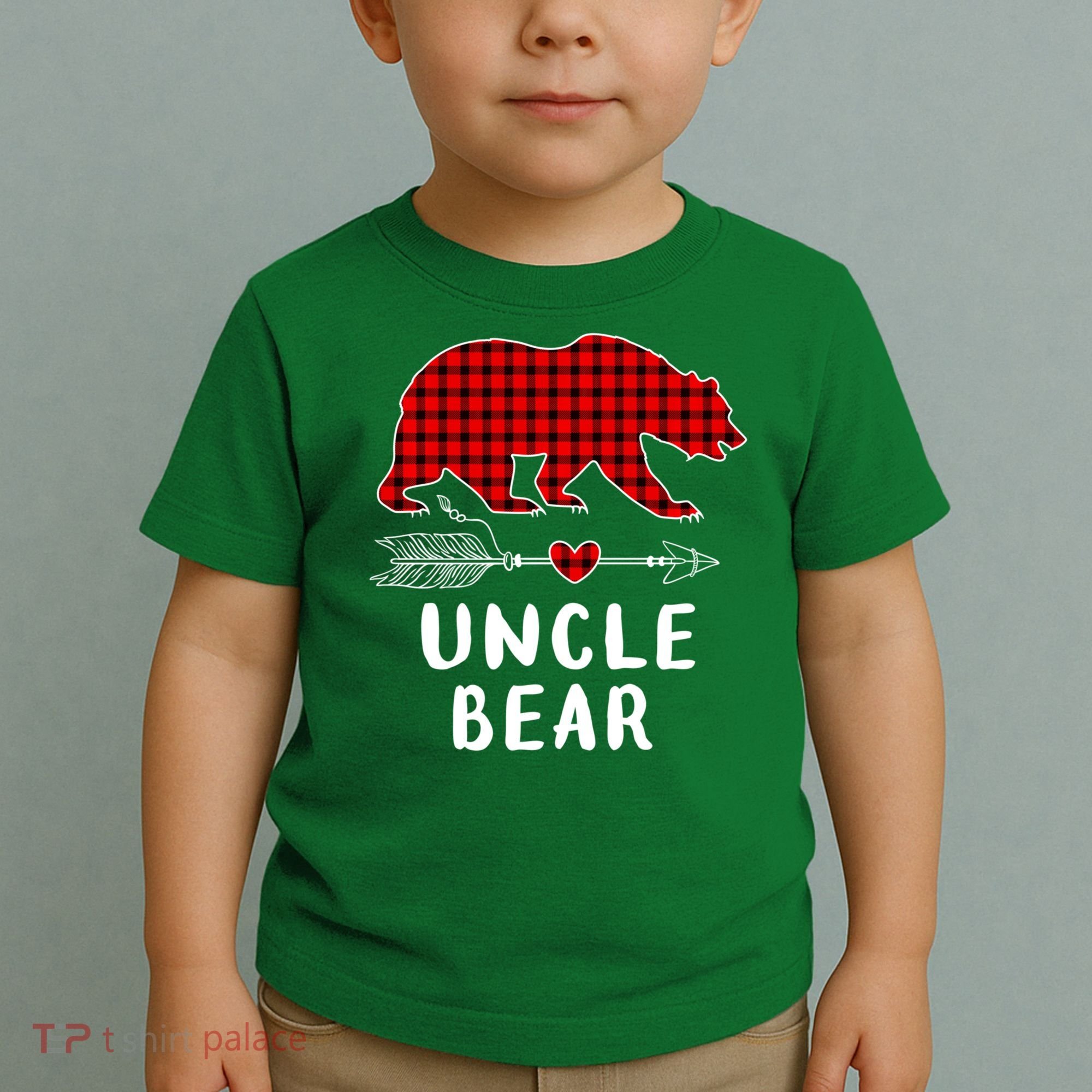 Uncle Bear Christmas Pajama Red Plaid Buffalo Xmas Toddler T-Shirt