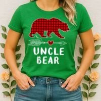 Uncle Bear Christmas Pajama Red Plaid Buffalo Xmas Women's T-Shirt thumb 2