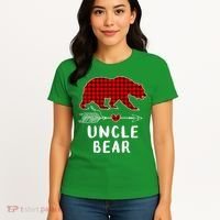 Uncle Bear Christmas Pajama Red Plaid Buffalo Xmas Women's T-Shirt thumb 4