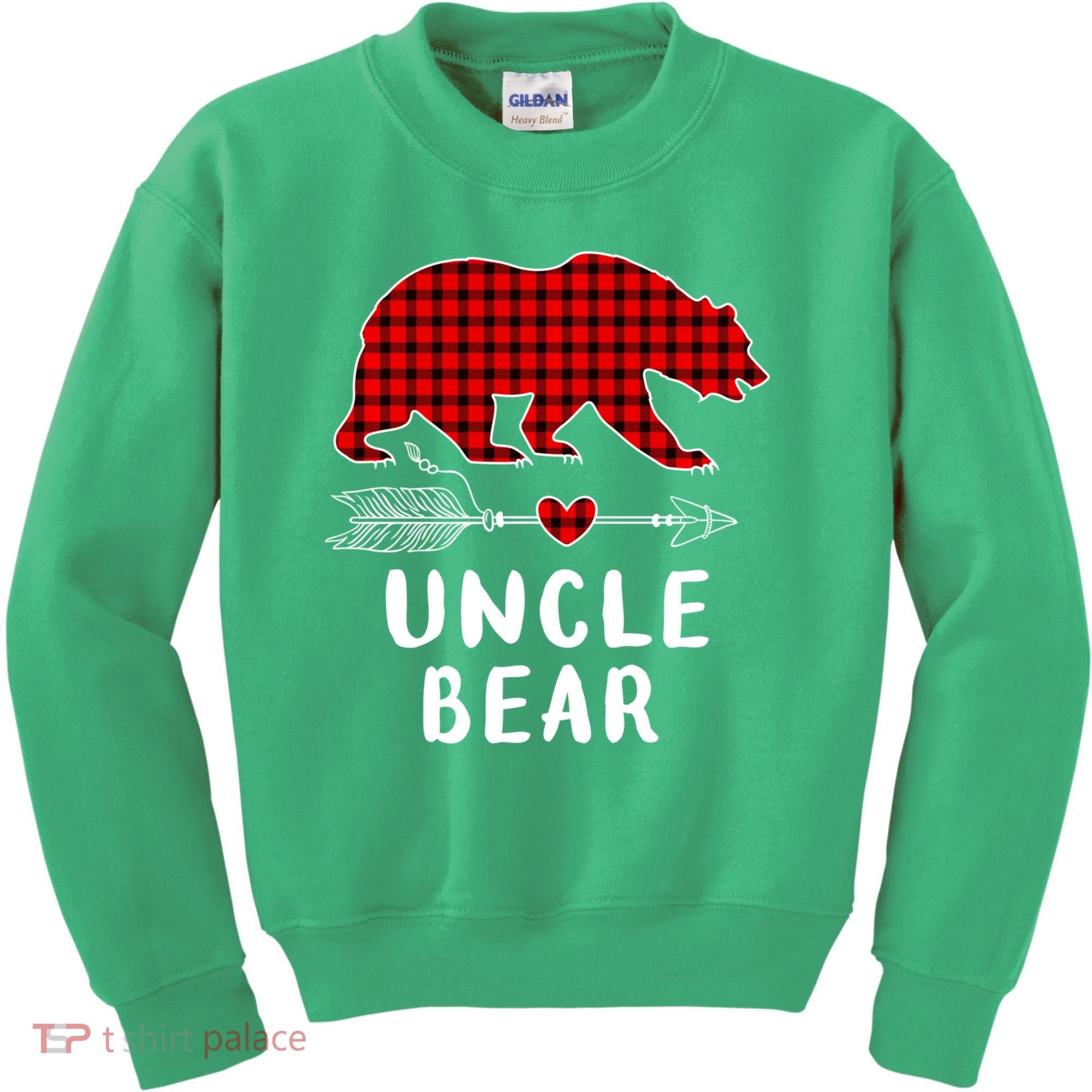 Uncle Bear Christmas Pajama Red Plaid Buffalo Xmas Kids Sweatshirt