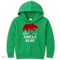 Uncle Bear Christmas Pajama Red Plaid Buffalo Xmas Kids Hoodie thumb 0
