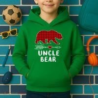 Uncle Bear Christmas Pajama Red Plaid Buffalo Xmas Kids Hoodie thumb 2