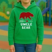 Uncle Bear Christmas Pajama Red Plaid Buffalo Xmas Kids Hoodie thumb 3