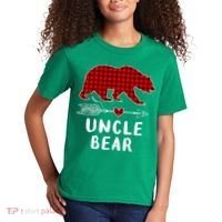 Uncle Bear Christmas Pajama Red Plaid Buffalo Xmas Kids T-Shirt thumb 2