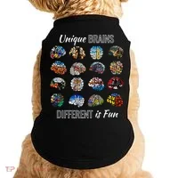 Unique Brains Different Is Fun. Neurodiversity Doggie Tank thumb 0